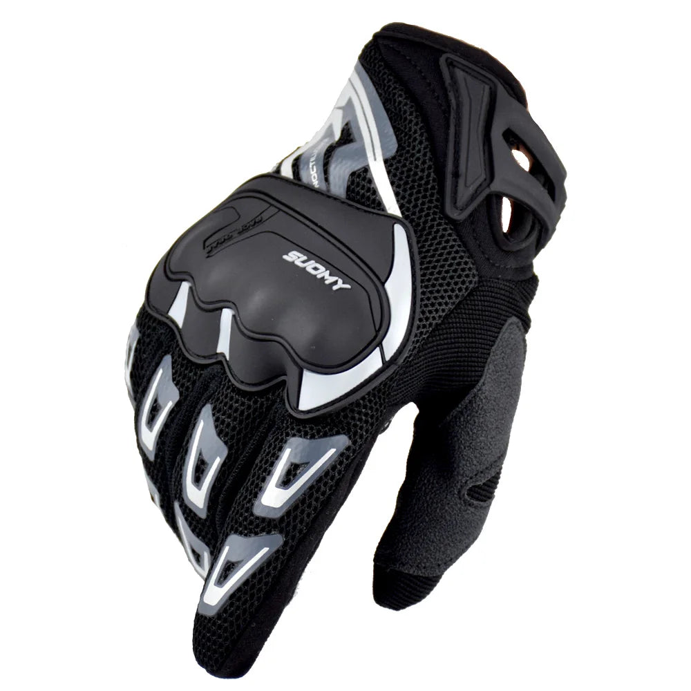 SUOMY Breathable Full Finger Racing Motorcycle Gloves Quality Stylishly Decorated Antiskid Wearable Gloves Large Size XXL Black