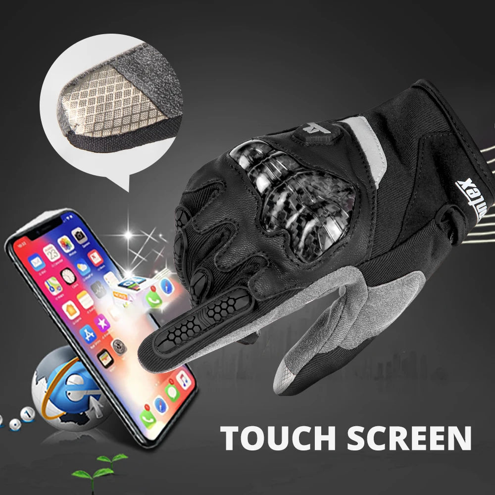 Carbon Fiber Motorcycle Gloves Full Finger With Armor