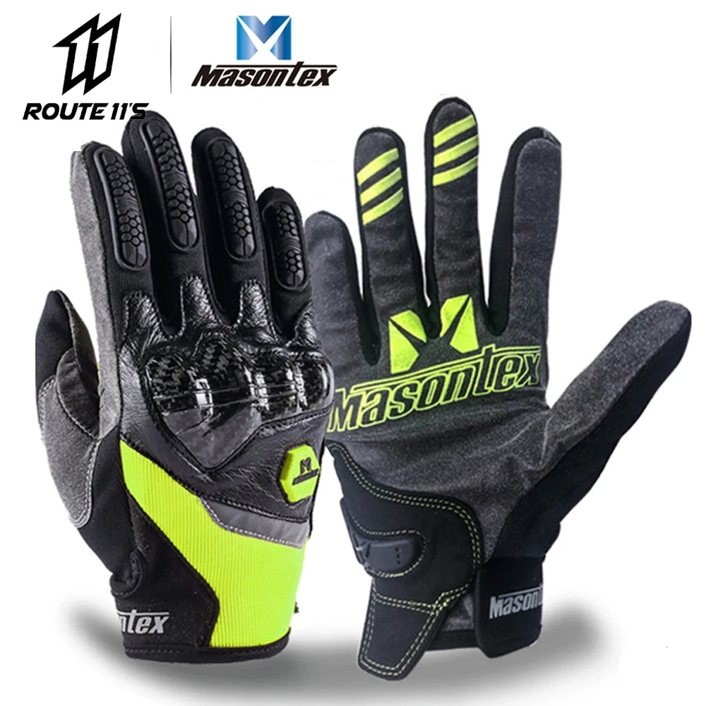 Carbon Fiber Motorcycle Gloves Full Finger With Armor