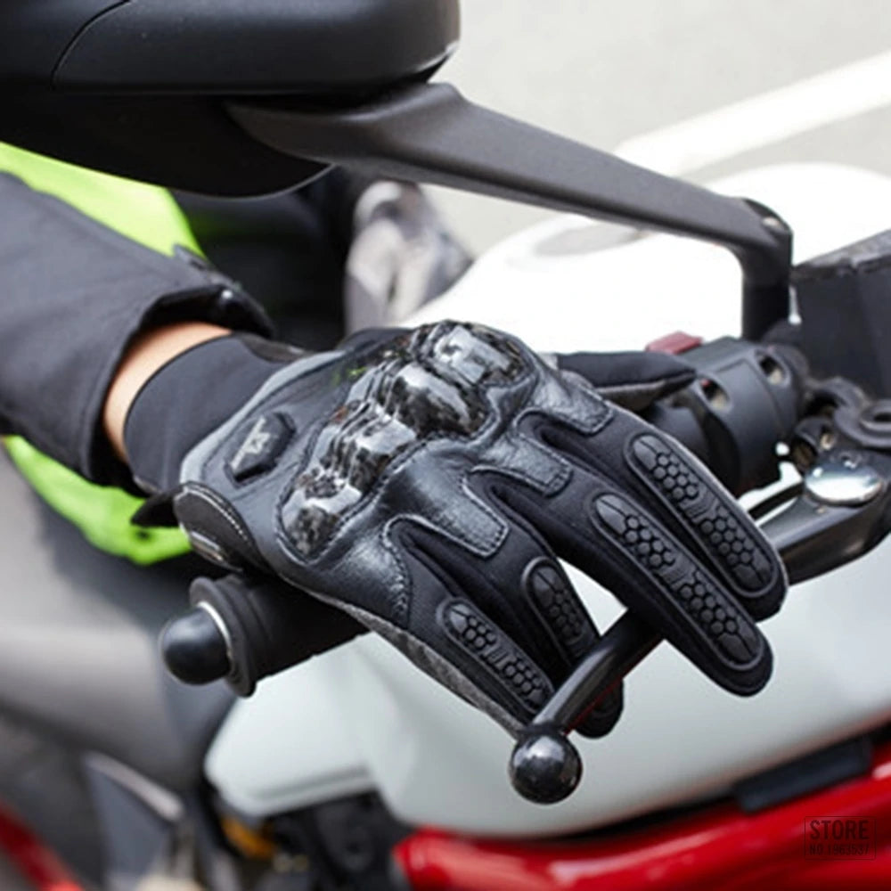 Carbon Fiber Motorcycle Gloves Full Finger With Armor