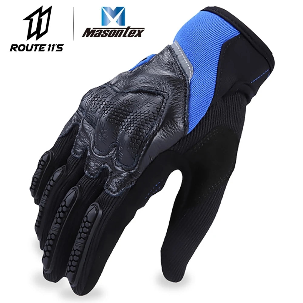 M30 Blue Gloves Color Carbon Fiber Motorcycle Gloves Full Finger With Armor