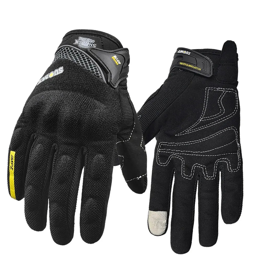 Breathable Full Finger Racing Motorcycle Gloves Quality Stylishly Decorated Antiskid Wearable Gloves Size M-XXL Black