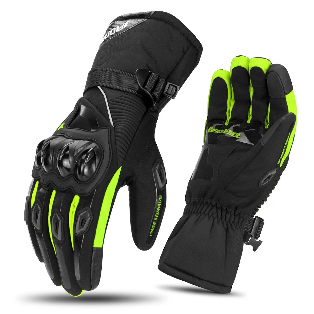 army green Color Waterproof Motorcycle Riding Gloves Touchscreen Compatible
