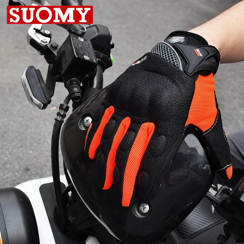 Breathable Full Finger Racing Motorcycle Gloves Quality Stylishly Decorated Antiskid Wearable Gloves Size M-XXL Black