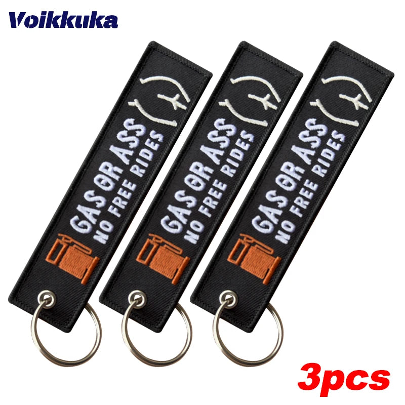 3pcs Color Funny Motorcycle Keychain Tag With Embroidered Quote