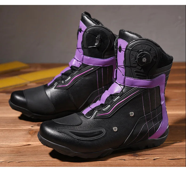Waterproof Leather Motorcycle Boots With Anti-Slip Sole