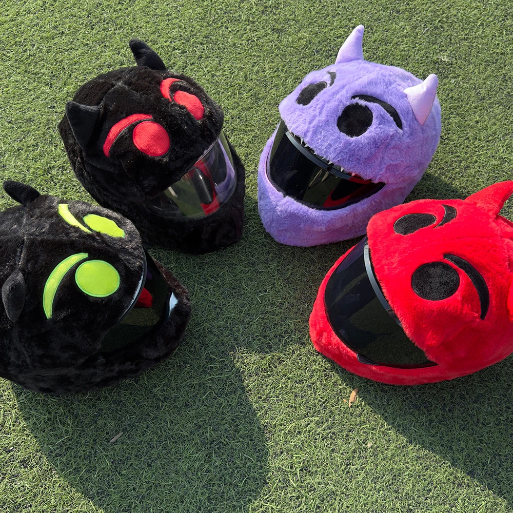 Cartoon Plush Motorcycle Helmet Cover With Animal Design - Throttlehead Apparel