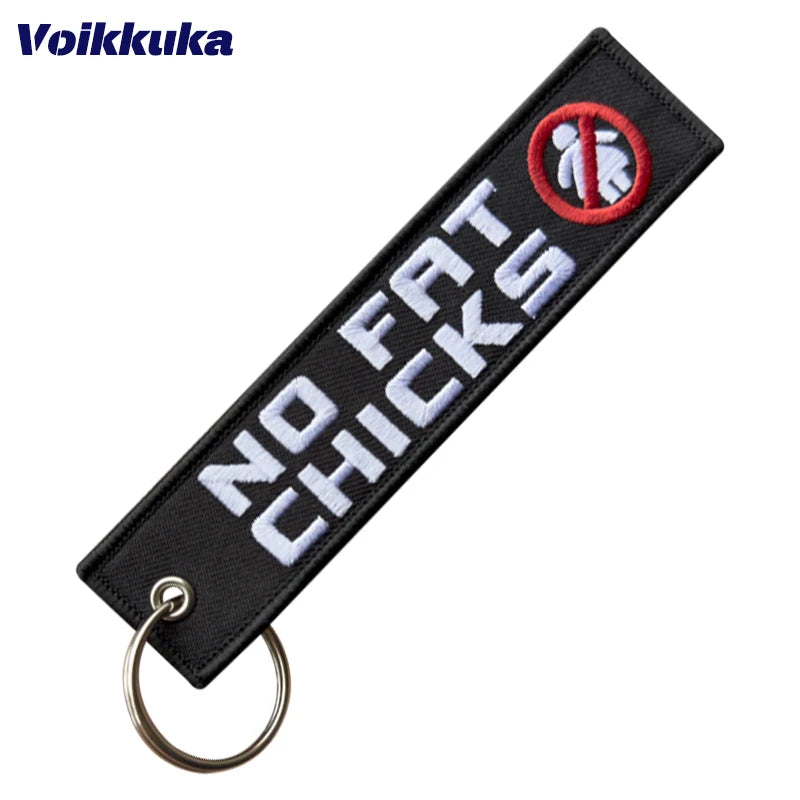 Double-Sided Embroidered Motorcycle Keychain Tag