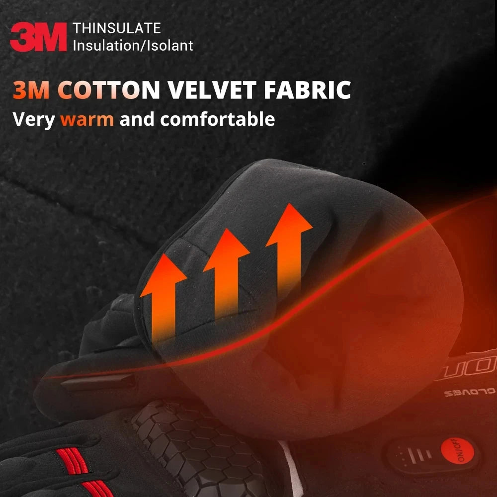 Heated Motorcycle Riding Gloves Waterproof With Touch Screen