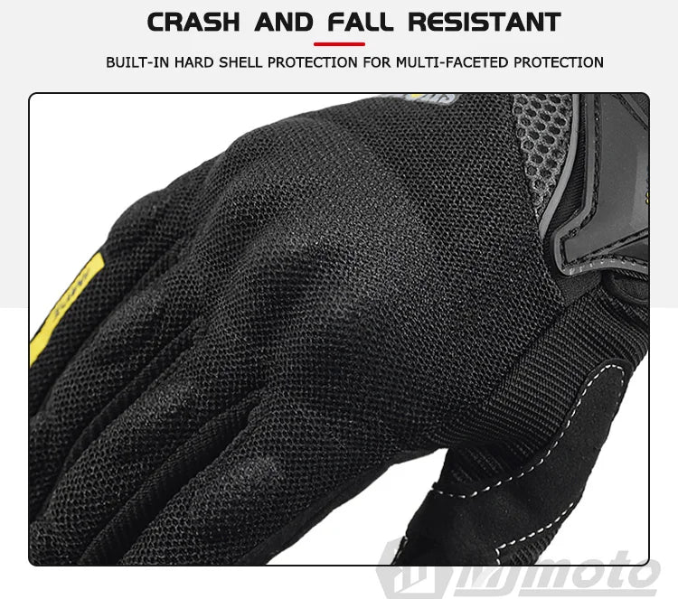 Breathable Full Finger Racing Motorcycle Gloves Quality Stylishly Decorated Antiskid Wearable Gloves Size M-XXL Black