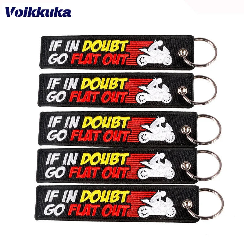 Motorcycle Quote Embroidered Keychain Tag Pendant