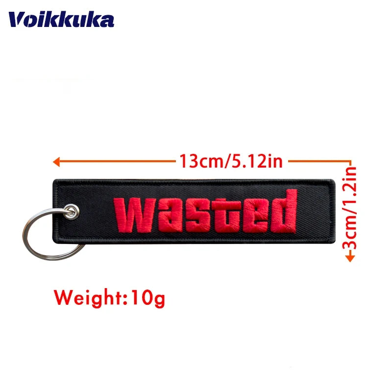 Black Wasted Embroidered Keychain Tag Key Ring