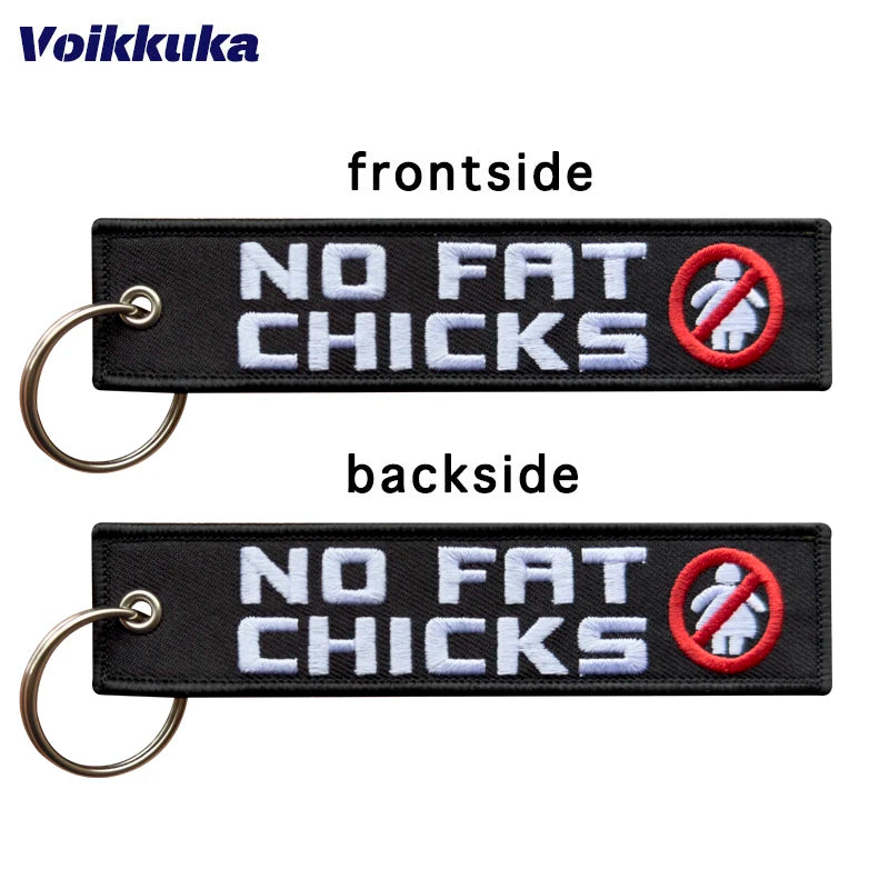 Double-Sided Embroidered Motorcycle Keychain Tag