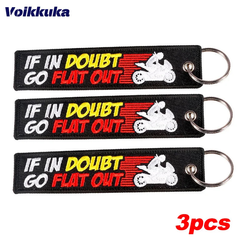 3pcs Color Motorcycle Quote Embroidered Keychain Tag Pendant