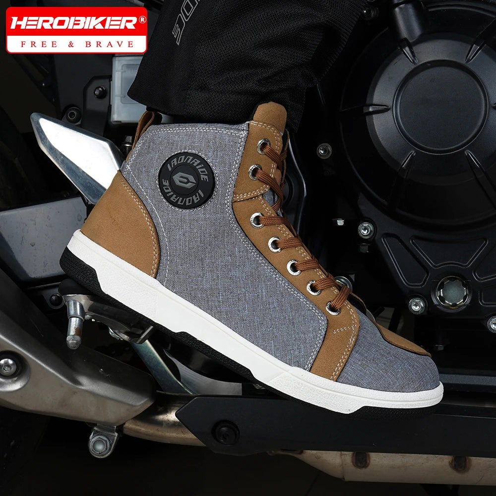 Men’s Motorcycle Riding Boots Casual Breathable Shoes