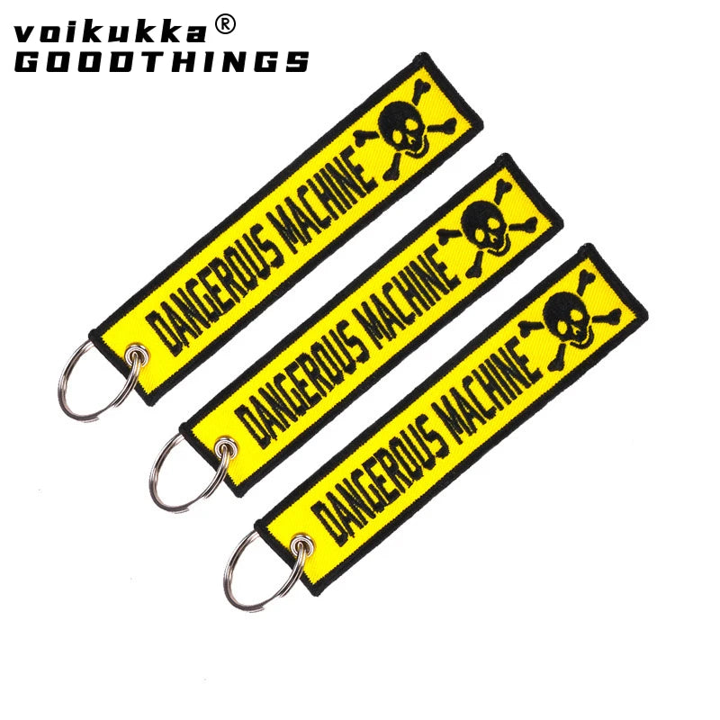 Dangerous Machine Double-Sided Yellow Embroidered Keychain