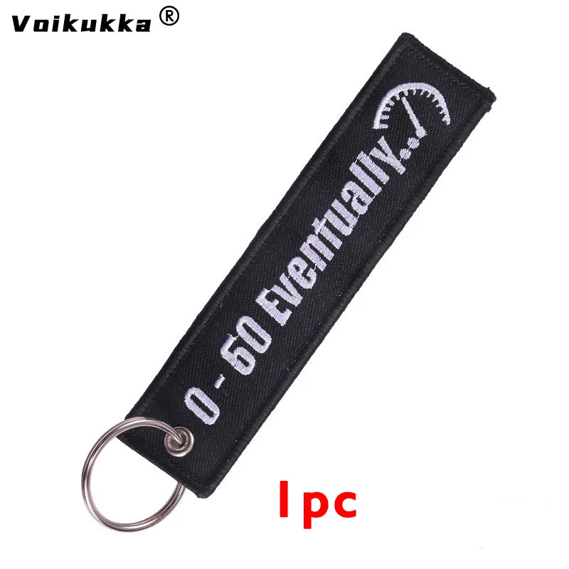 1pc Color Motorcycle Embroidery Tag Keychain Clip Key Accessory