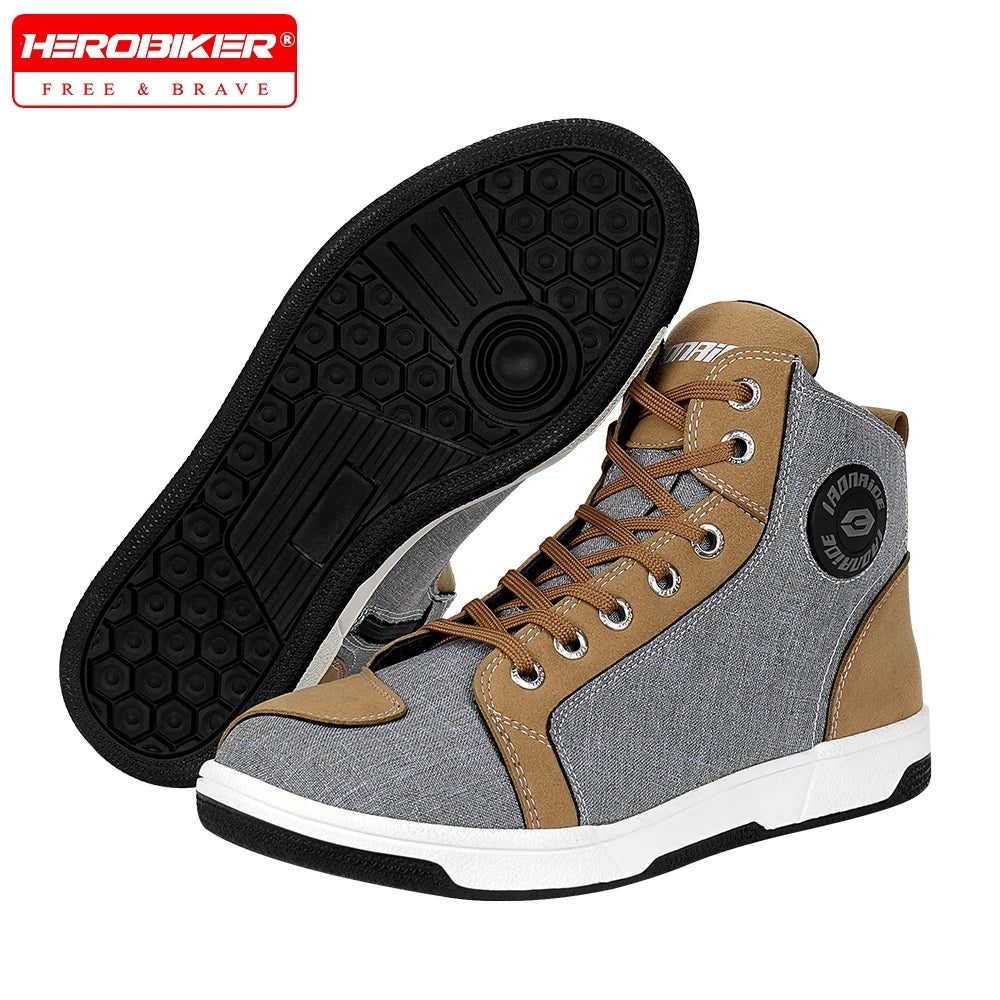 Men’s Motorcycle Riding Boots Casual Breathable Shoes