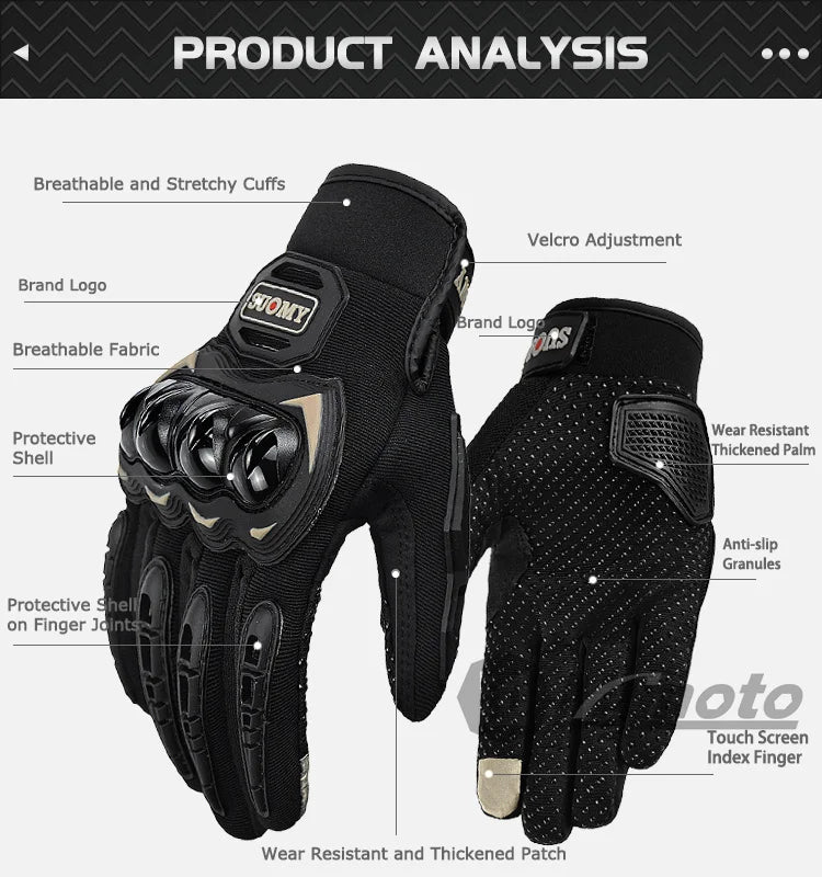 Suomy Motorcycle Gloves Summer Mesh Breathable Moto Gloves Men Women Touch Screen Motocross Gloves Touch Screen Cycling Gloves