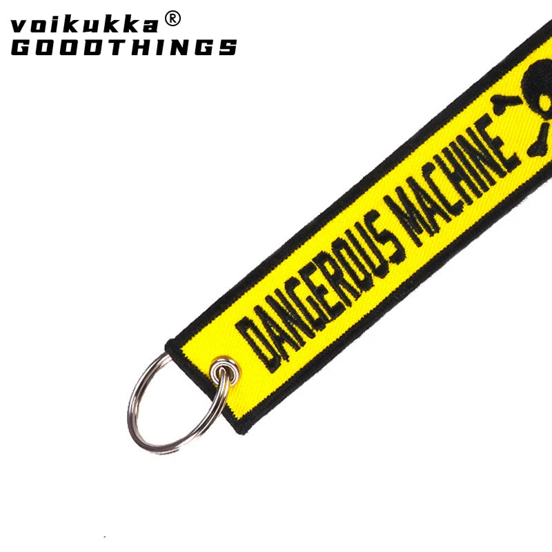 Dangerous Machine Double-Sided Yellow Embroidered Keychain