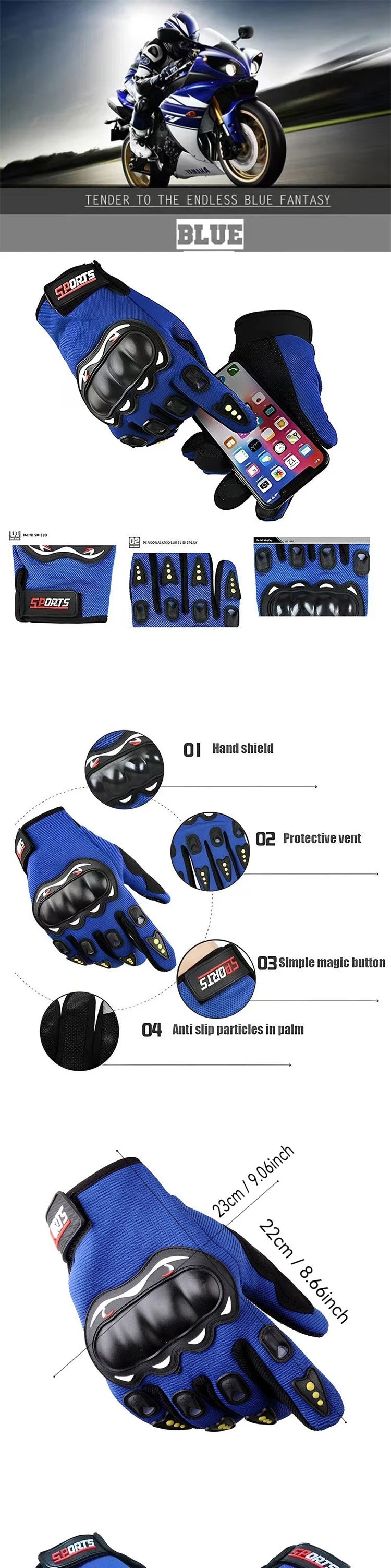 Motorcycle Gloves Full Finger Male Protective Outdoor Rider Long Finger Sports Breathable Racing Riding Half Finger Gloves