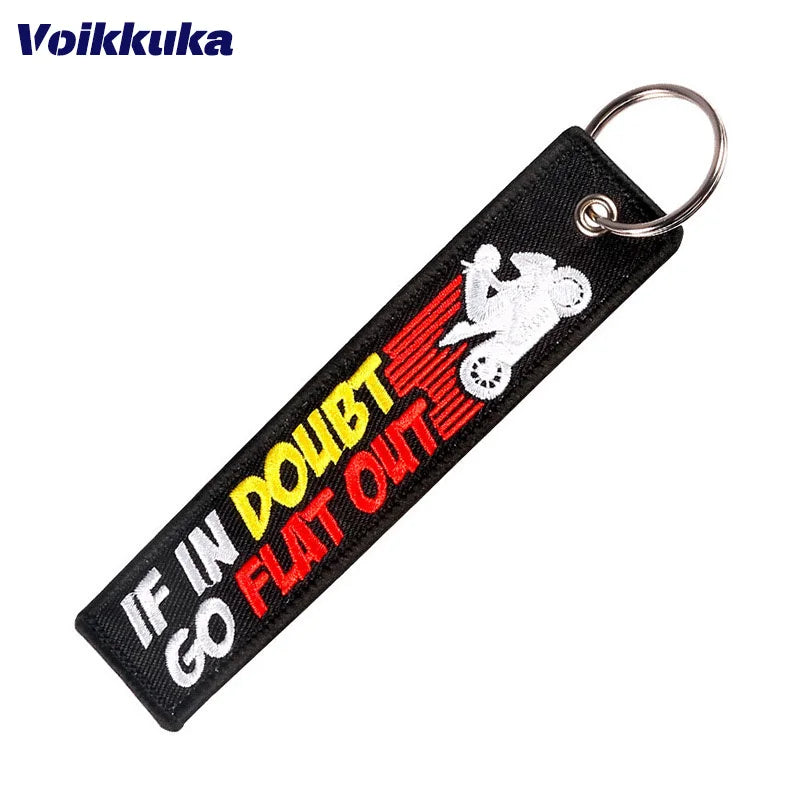 Motorcycle Quote Embroidered Keychain Tag Pendant