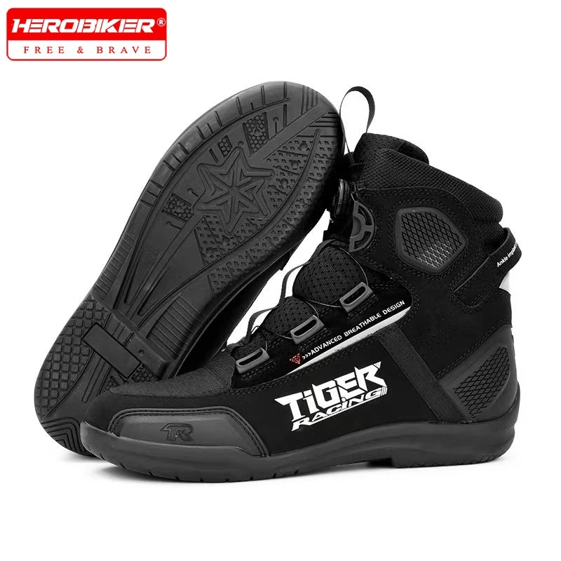 Men’s Leather Motorcycle Boots – Waterproof & Anti-Fall