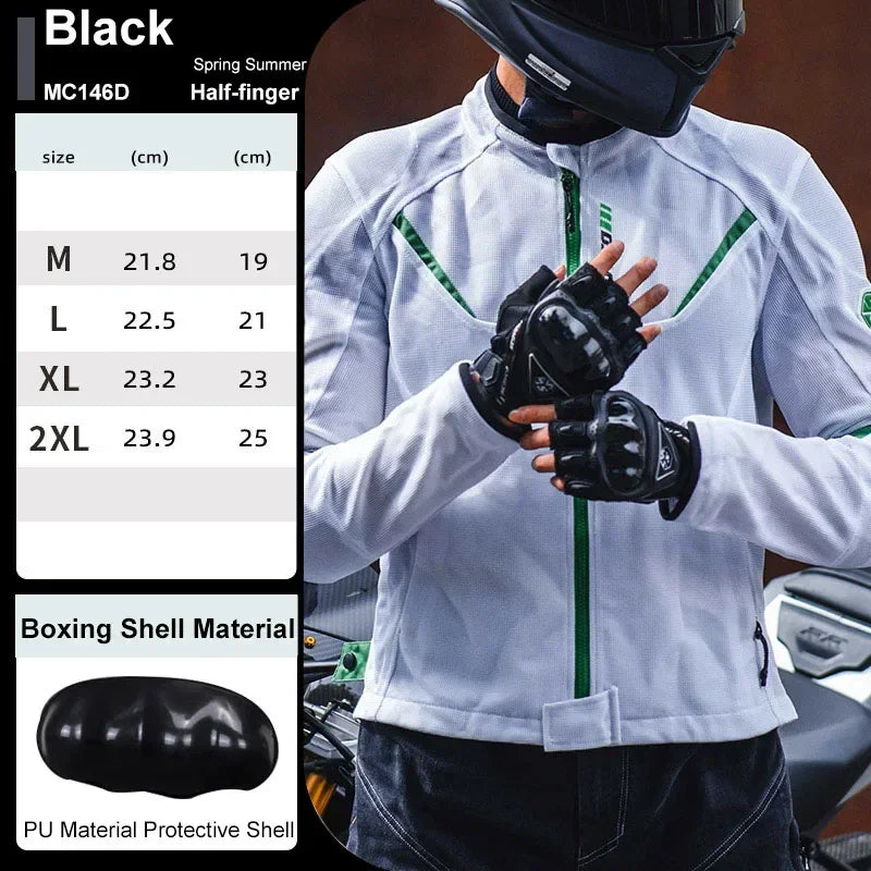 MC146D-Black Color Half Finger Motorcycle Gloves – Breathable Anti-Slip Grip