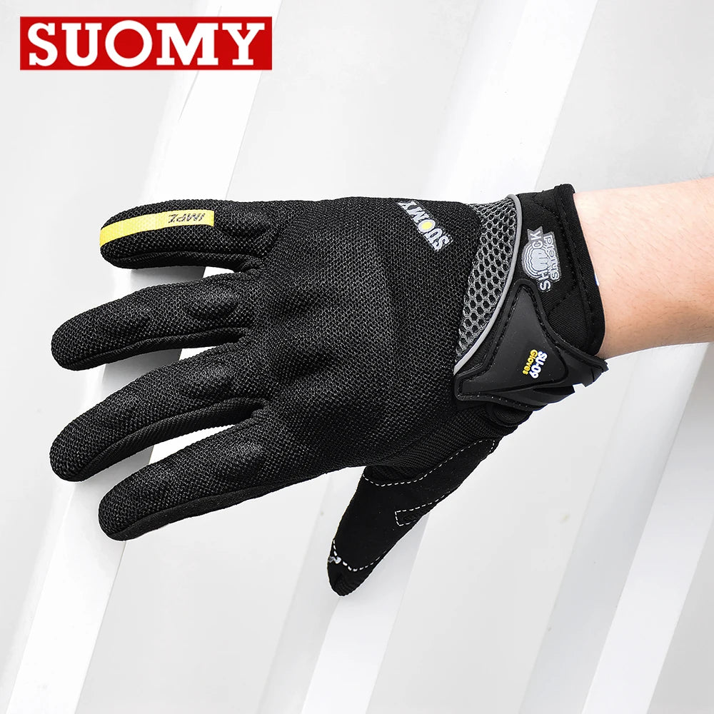 Breathable Full Finger Racing Motorcycle Gloves Quality Stylishly Decorated Antiskid Wearable Gloves Size M-XXL Black