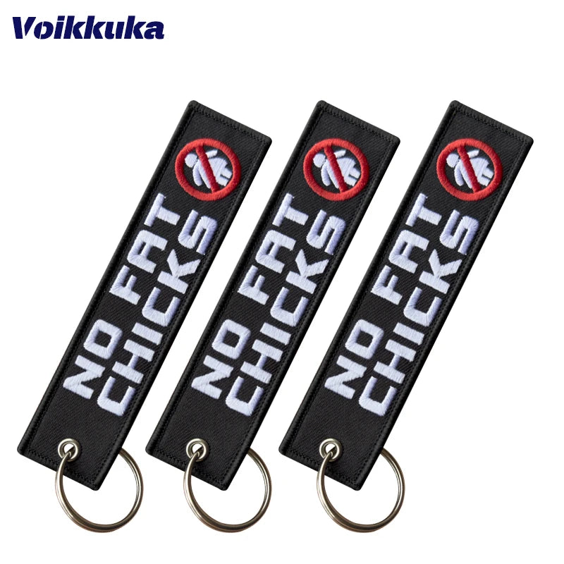 Double-Sided Embroidered Motorcycle Keychain Tag