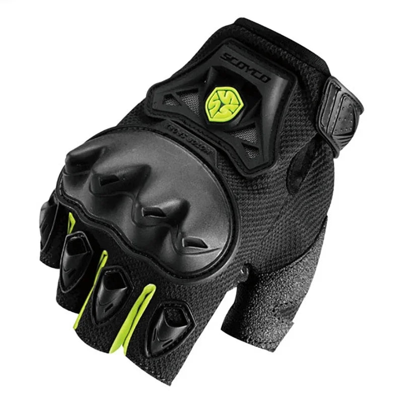MC29D-Green Color Breathable Half Finger Motorcycle Riding Gloves