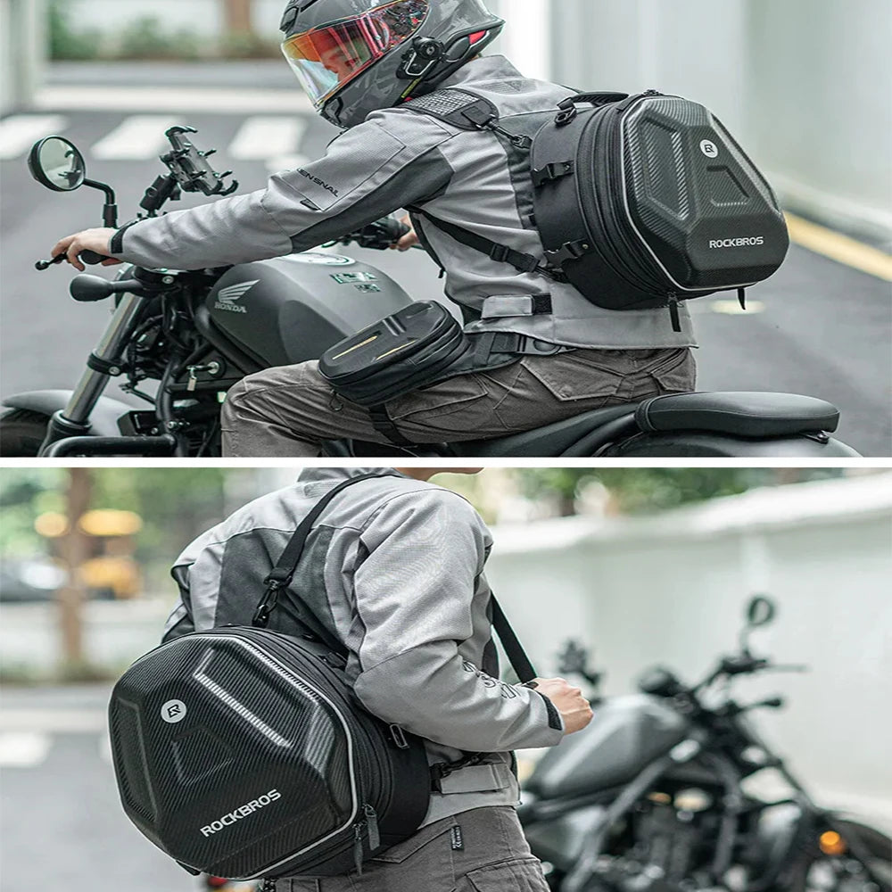 Motorcycle Helmet Tail Bag Backpack With EVA Hard Shell