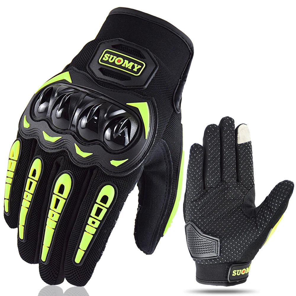 SUOMY Breathable Full Finger Racing Motorcycle Gloves Quality Stylishly Decorated Antiskid Wearable Gloves Large Size XXL Black
