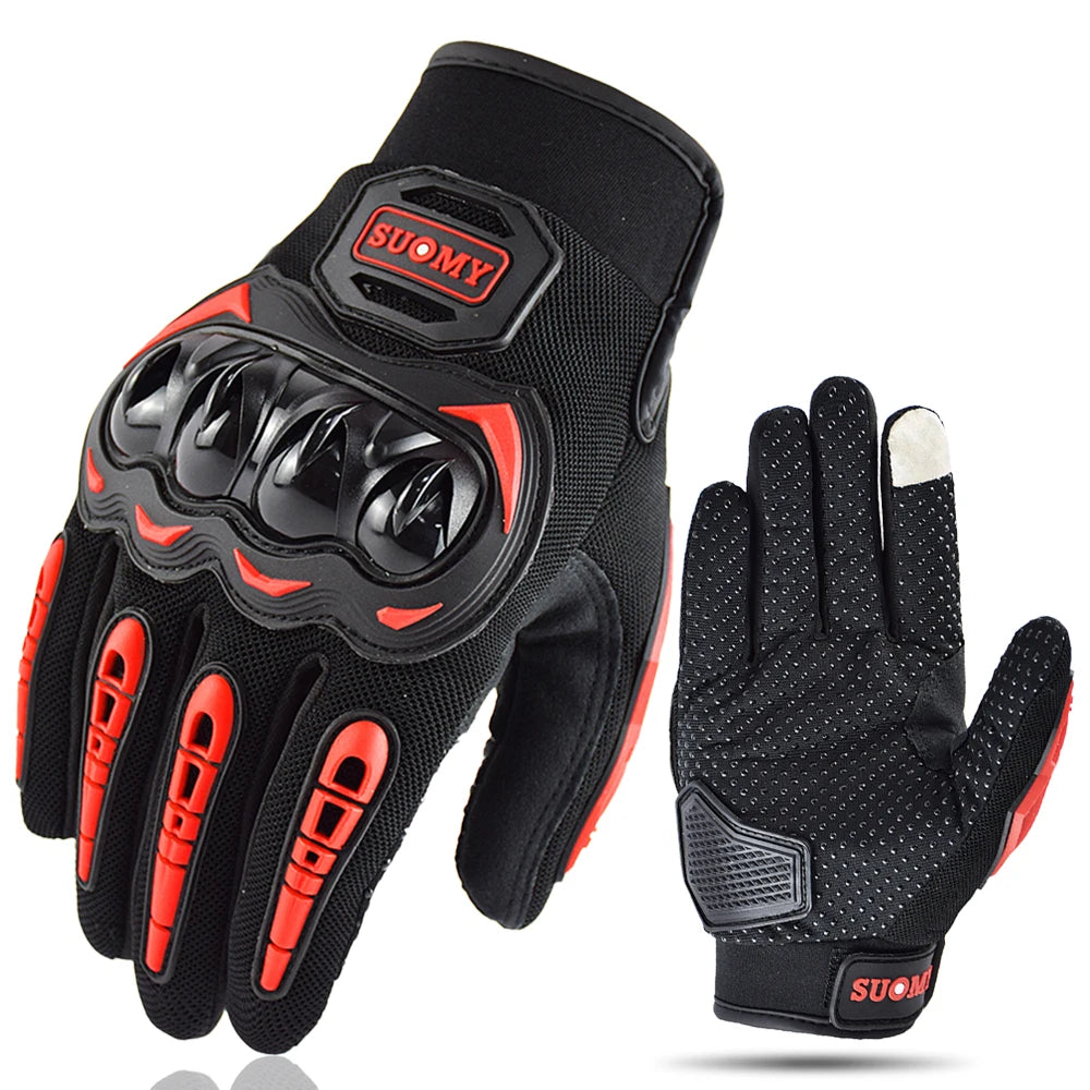 SUOMY Breathable Full Finger Racing Motorcycle Gloves Quality Stylishly Decorated Antiskid Wearable Gloves Large Size XXL Black