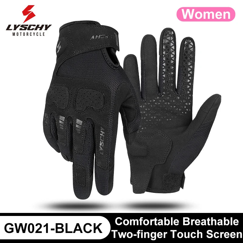 GW021-Black-Women Color Summer Motorcycle Riding Gloves – Breathable Touchscreen