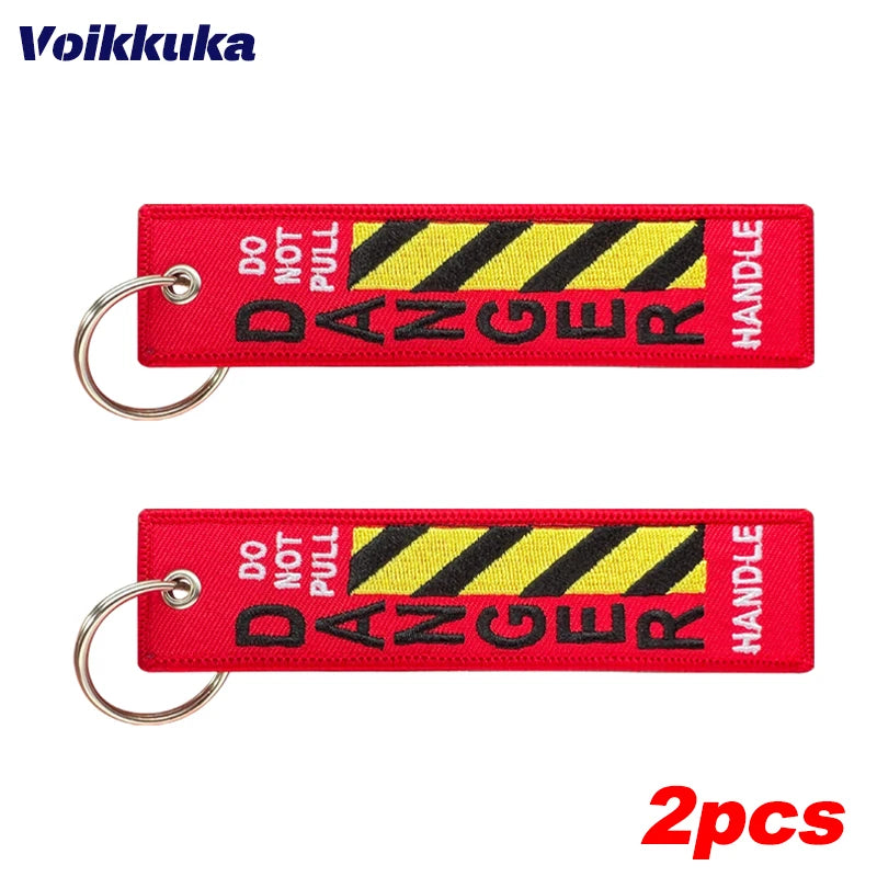 2pcs Color Do Not Pull Danger Warning Tag Keychain – Double-Sided