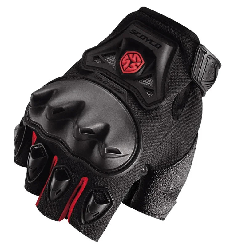 MC29D-Red Color Breathable Half Finger Motorcycle Riding Gloves