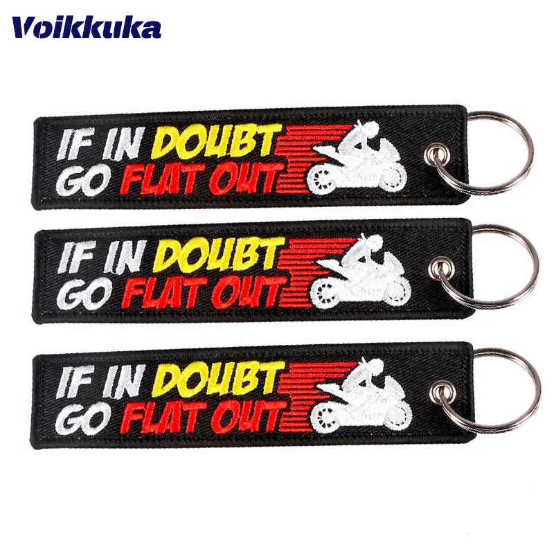 Motorcycle Quote Embroidered Keychain Tag Pendant