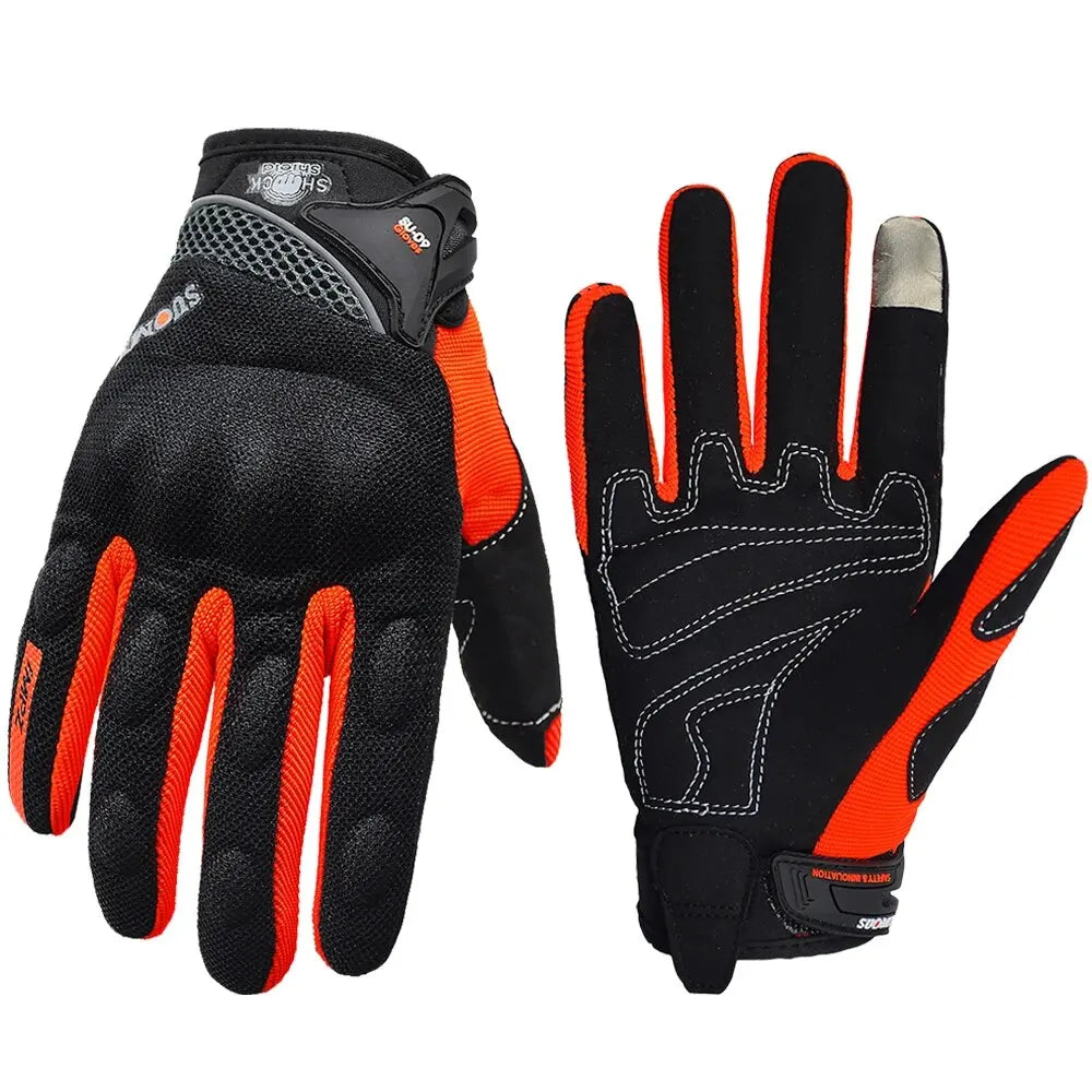 Breathable Full Finger Racing Motorcycle Gloves Quality Stylishly Decorated Antiskid Wearable Gloves Size M-XXL Black