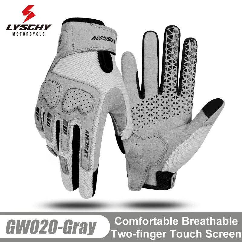 GW020-Gray-Men Color Summer Motorcycle Riding Gloves – Breathable Touchscreen