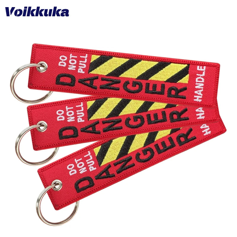 Do Not Pull Danger Warning Tag Keychain – Double-Sided