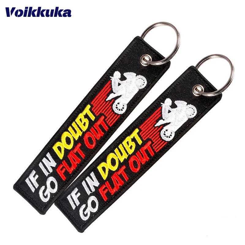 Motorcycle Quote Embroidered Keychain Tag Pendant