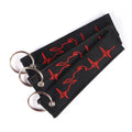 1pc Color Motorcycle Heartbeat Embroidered Keychain Key Fob