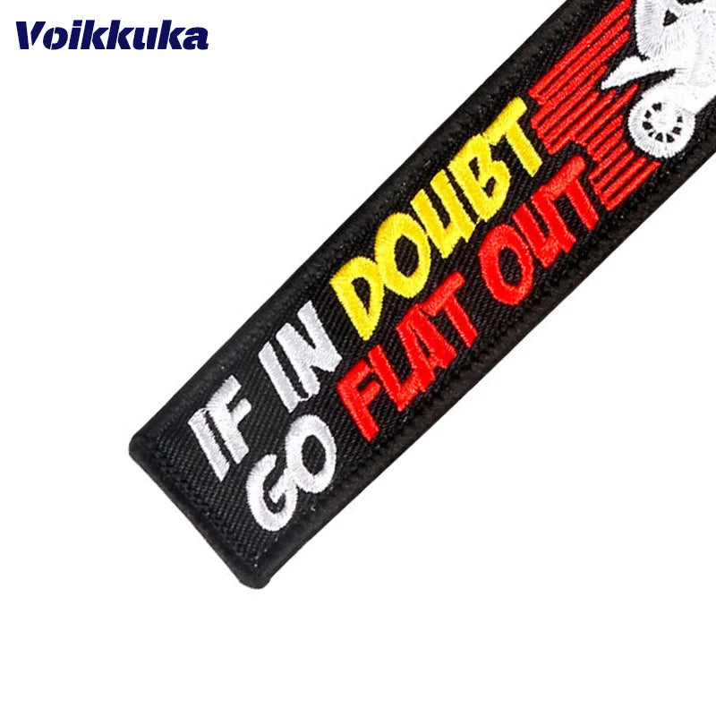 Motorcycle Quote Embroidered Keychain Tag Pendant