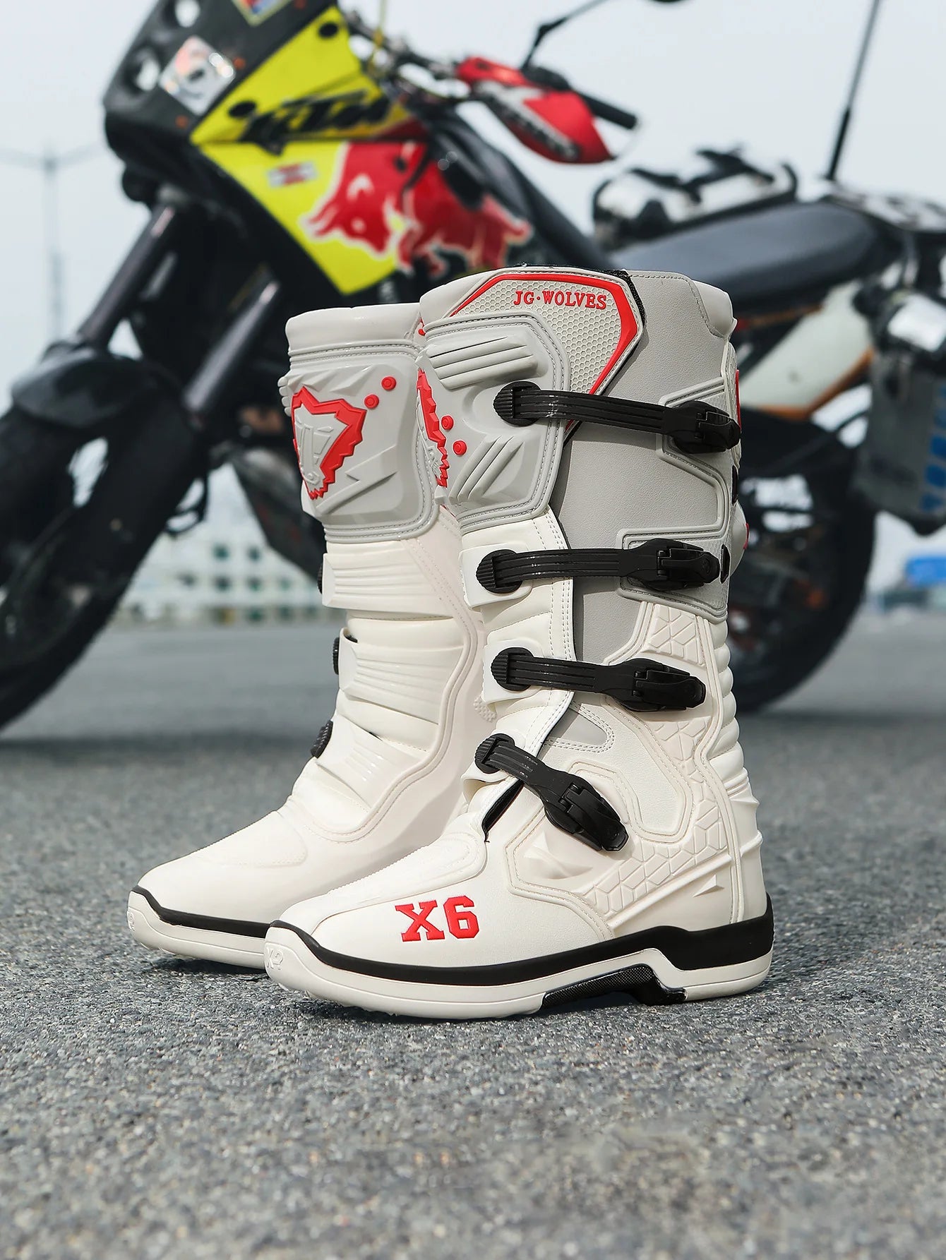 Ivory Color Unisex Motorcycle Riding Boots With Ankle Protection