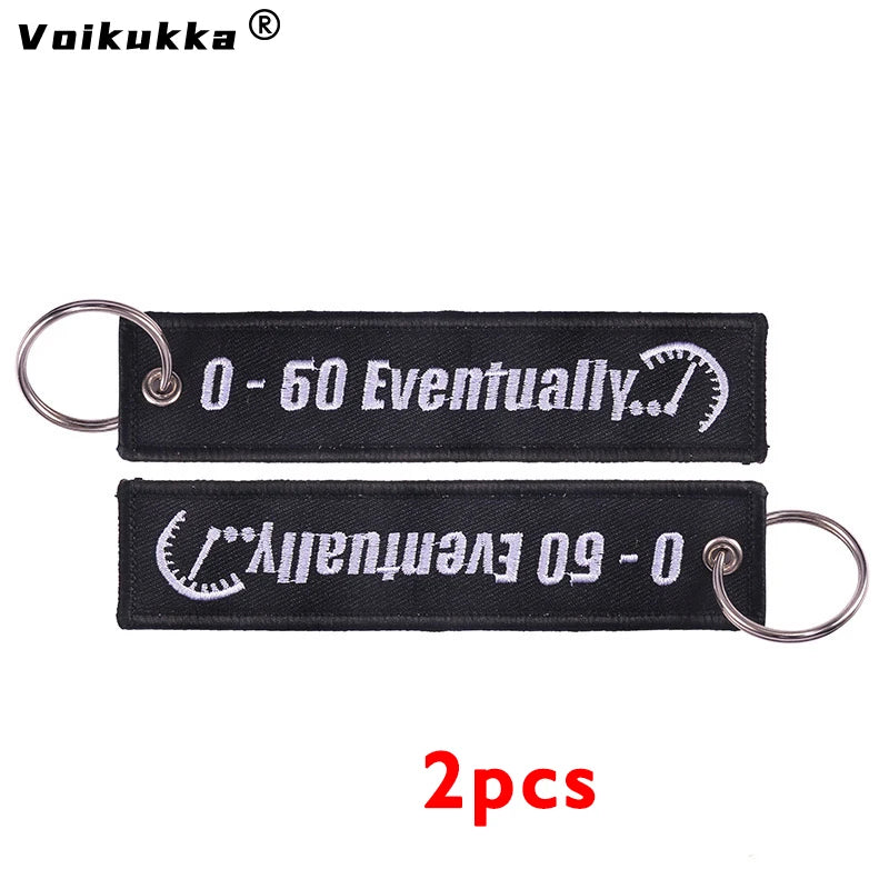 2pcs Color Motorcycle Embroidery Tag Keychain Clip Key Accessory