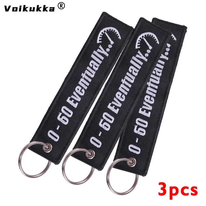 3pcs Color Motorcycle Embroidery Tag Keychain Clip Key Accessory