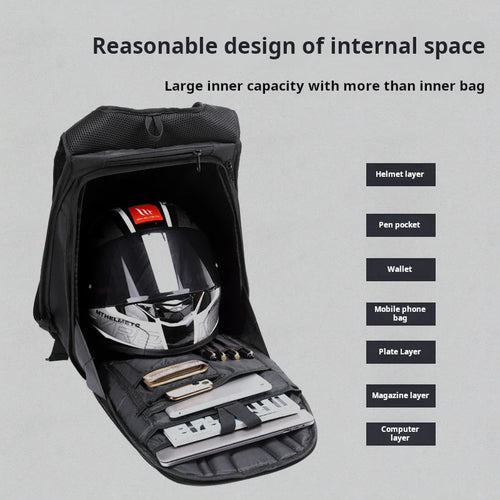 Carbon Fiber Motorcycle Backpack – Hard Shell, Waterproof