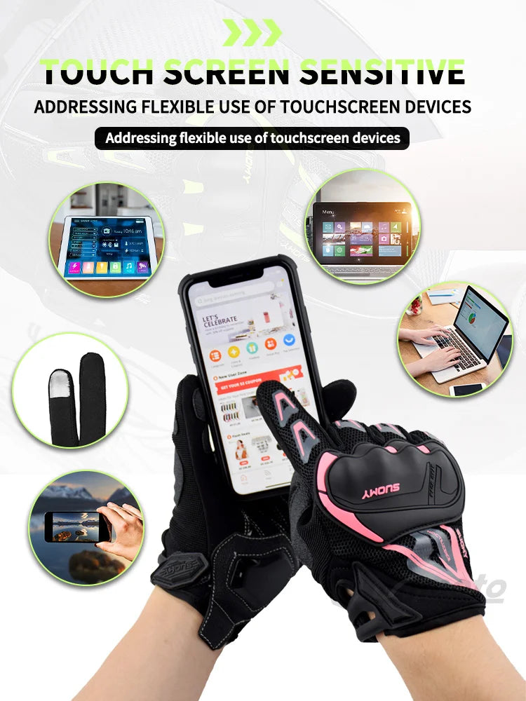 Suomy Motorcycle Gloves Summer Mesh Breathable Moto Gloves Men Women Touch Screen Motocross Gloves Touch Screen Cycling Gloves