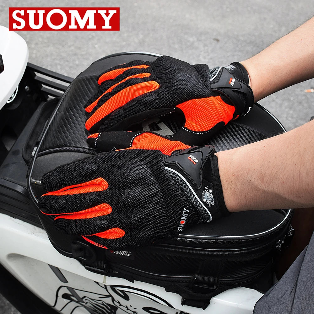 Breathable Full Finger Racing Motorcycle Gloves Quality Stylishly Decorated Antiskid Wearable Gloves Size M-XXL Black